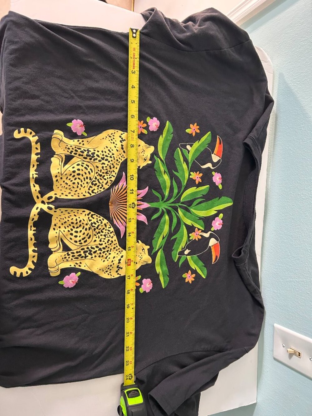 Tropical Leopard and Toucan Graphic Tee - Large - Black - Picture 5 of 7